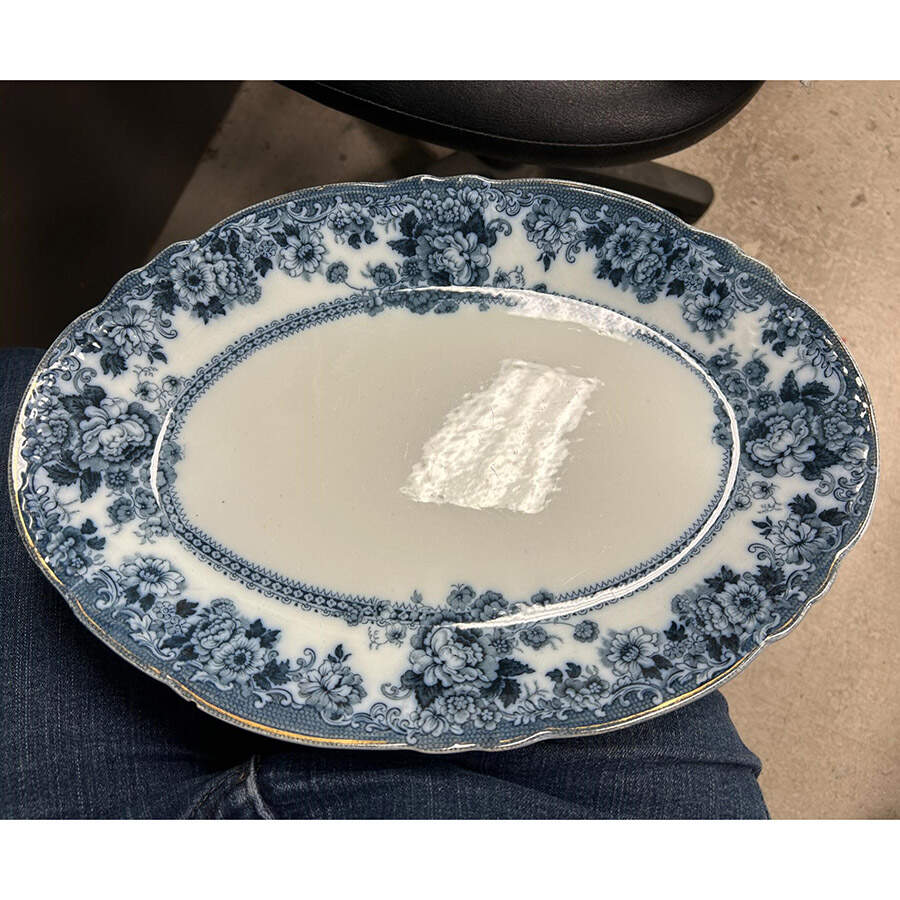 Arcadia Blue 14" Oval Serving Platter by Adams China-1