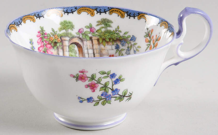 Wilton (Scalloped, Purple Trim) Footed Cup by John  Aynsley & Sons-1