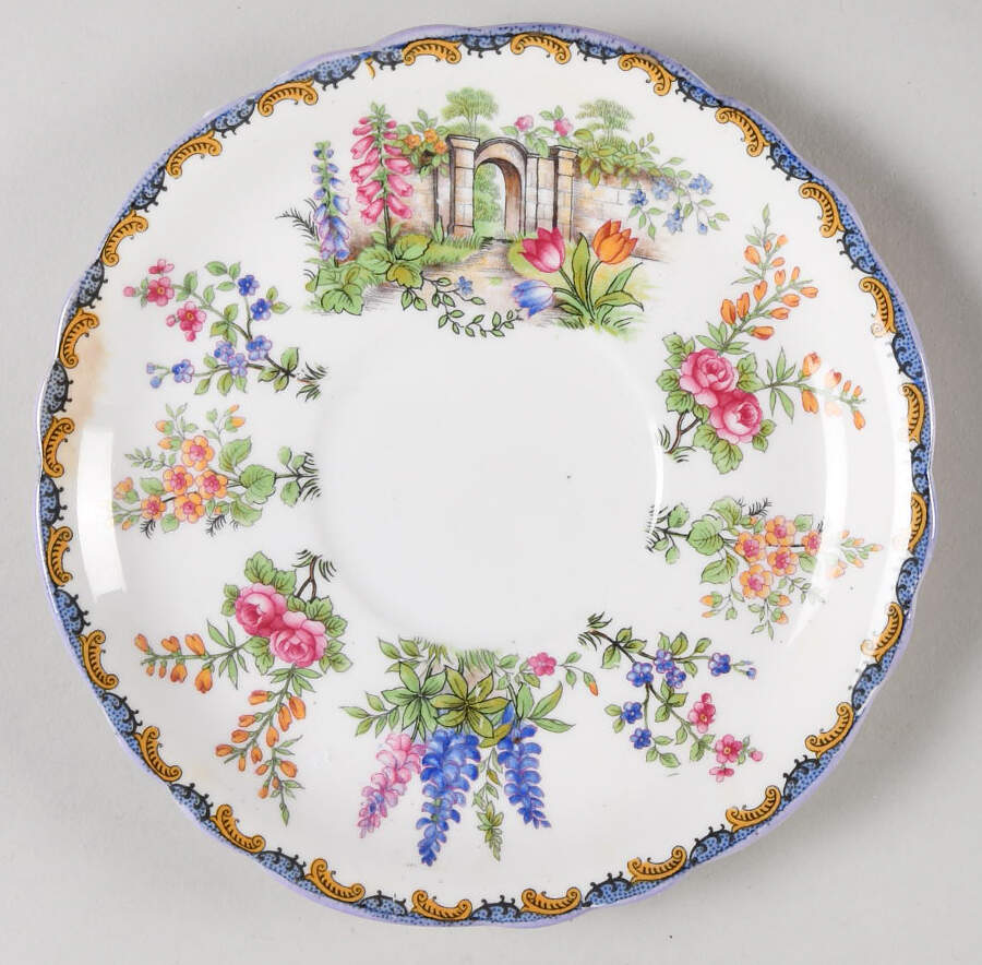 Wilton (Scalloped, Purple Trim) Saucer for Cream Soup Bowl by John  Aynsley & Sons-1