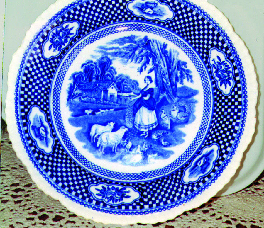Old English Rural Scenes-Blue Dinner Plate by Adams China-1