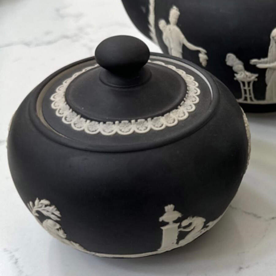 Jasper-Black Sugar Bowl & Lid by Adams China-1