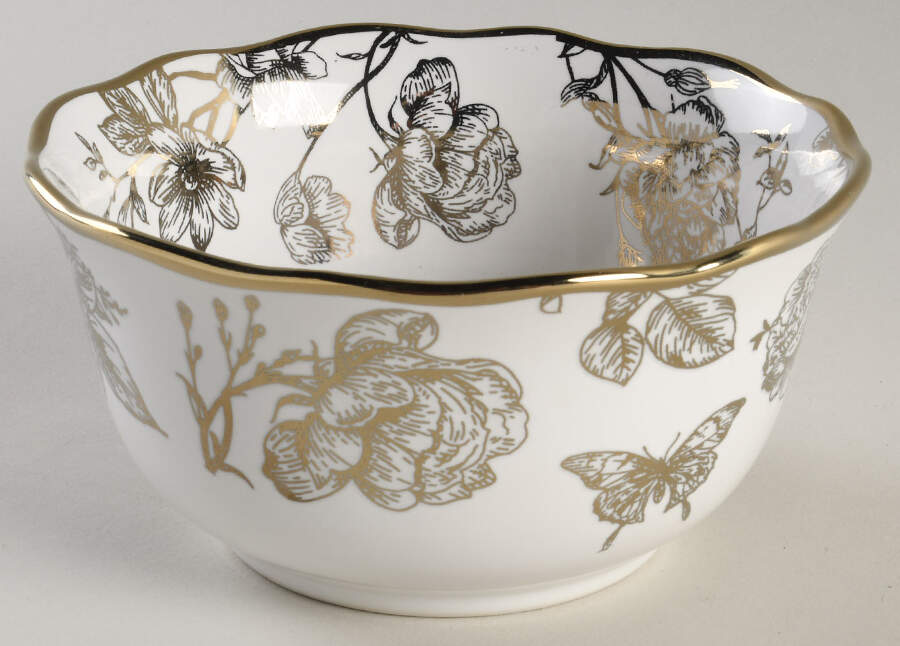 Cassian Toile Gold Electroplate Soup/Cereal Bowl by 222 Fifth (PTS)-1