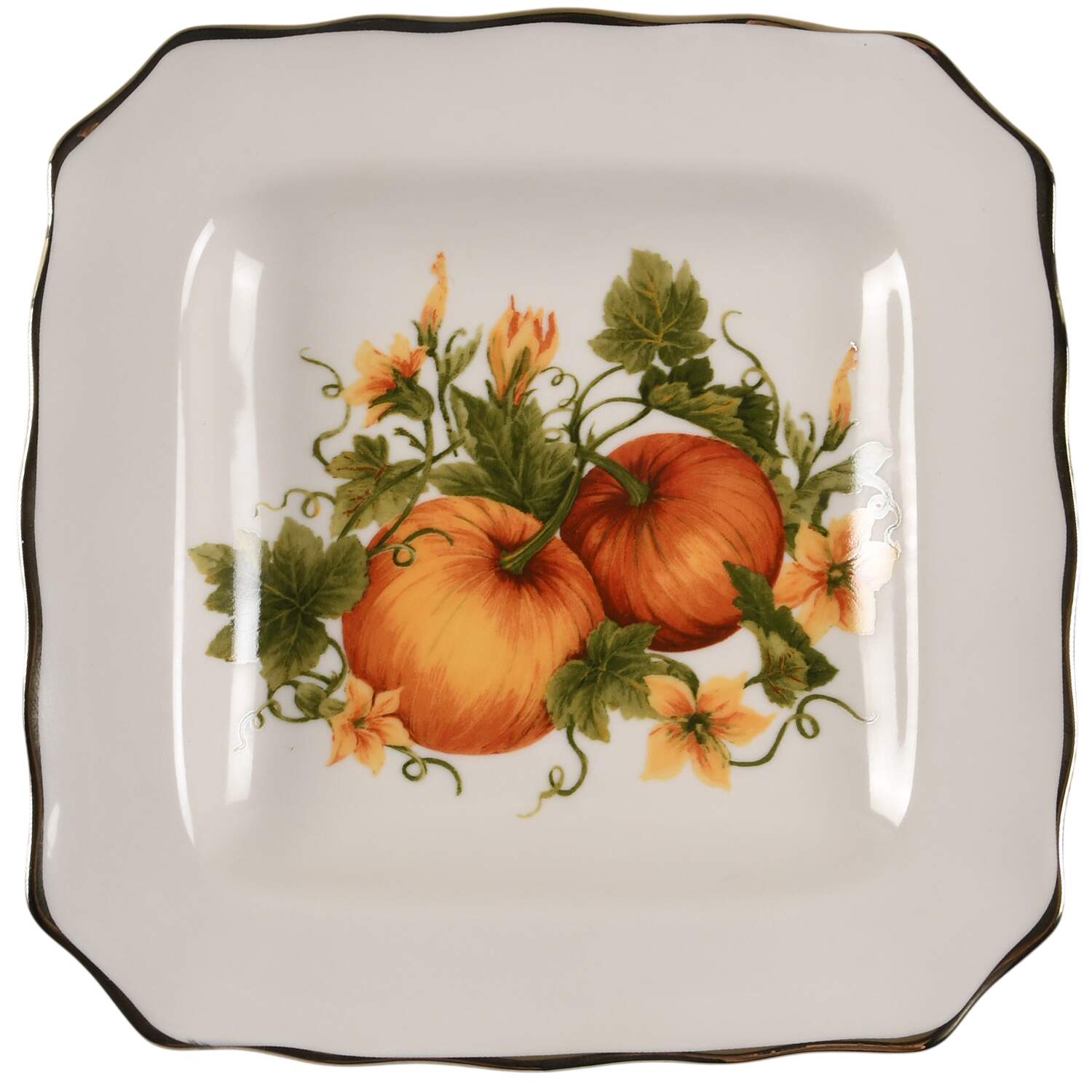 Classic Pumpkin Square Salad Plate by 222 Fifth (PTS)-1