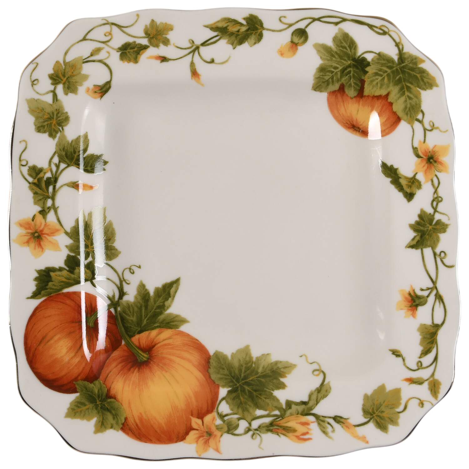 Classic Pumpkin Square Dinner Plate by 222 Fifth (PTS)-1