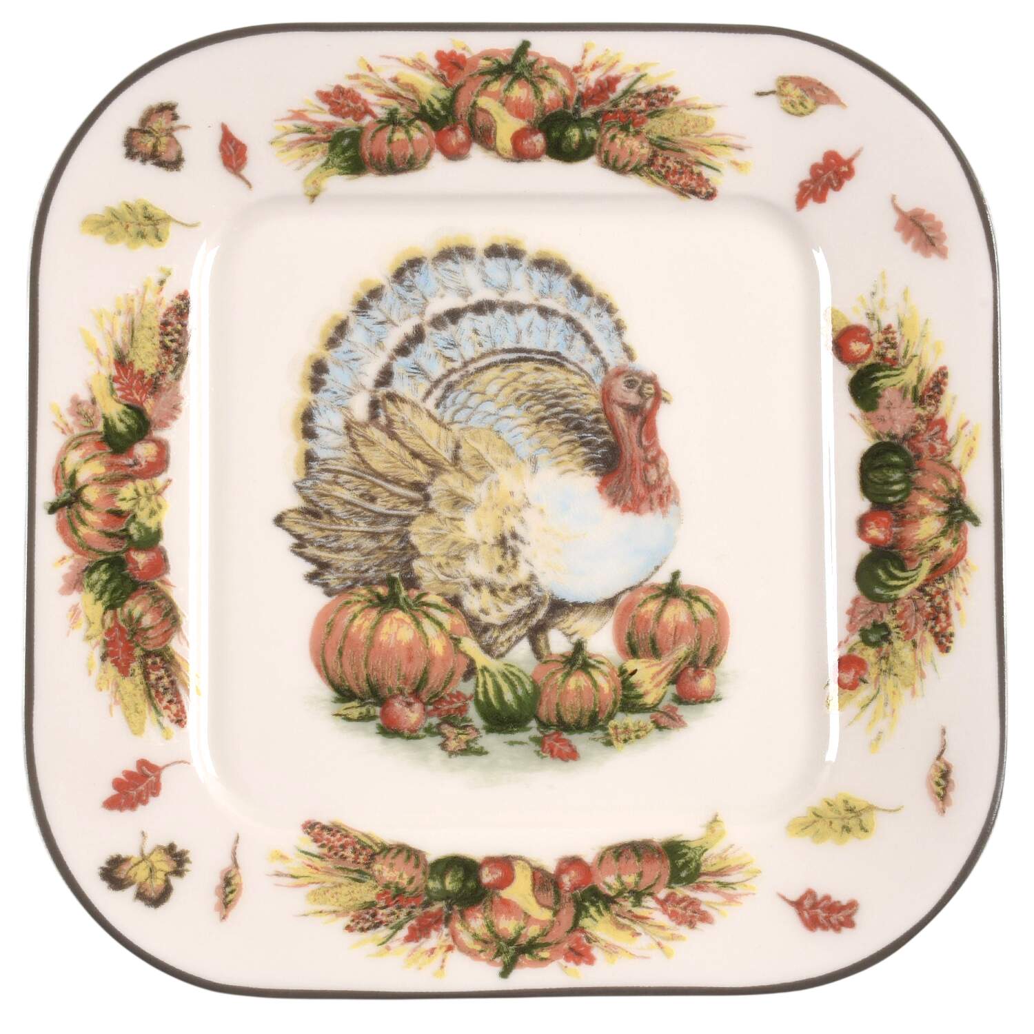 Franklin Turkey Square Salad Plate by 222 Fifth (PTS)-1