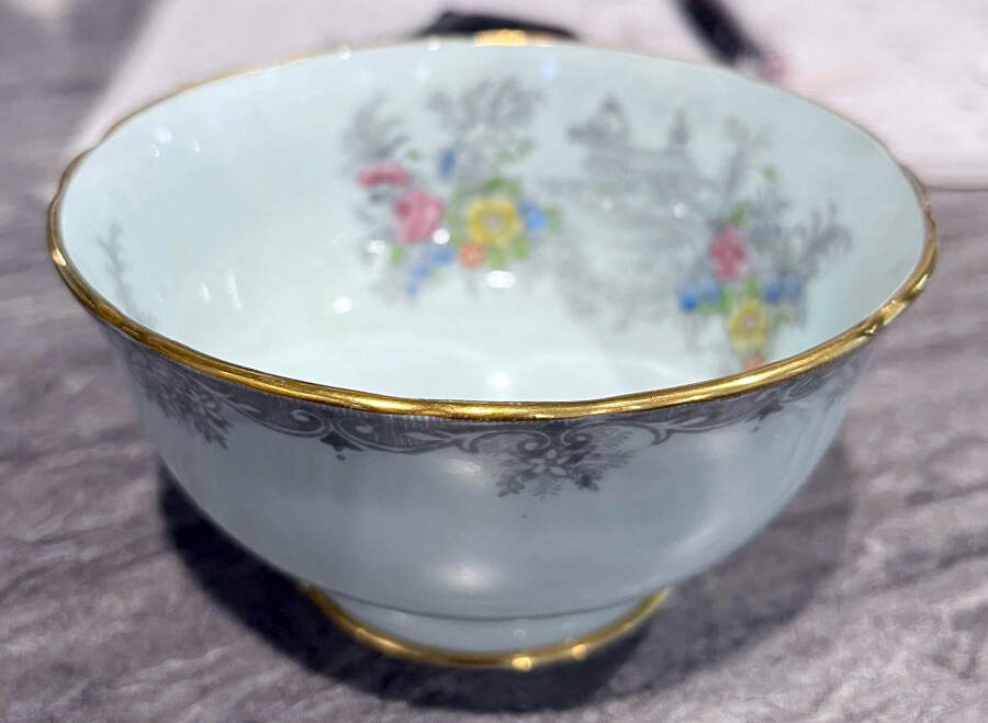 Gray Towers (Blue Background) Open Sugar Bowl by John  Aynsley & Sons-1