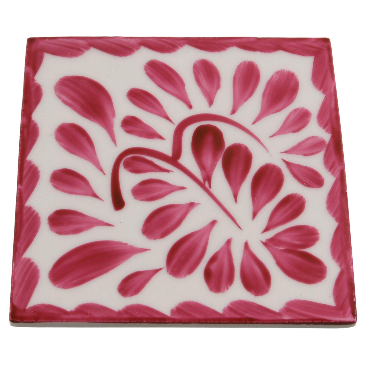 Puebla Pink Cork Back Square Coaster by Anfora (Mexico)-1