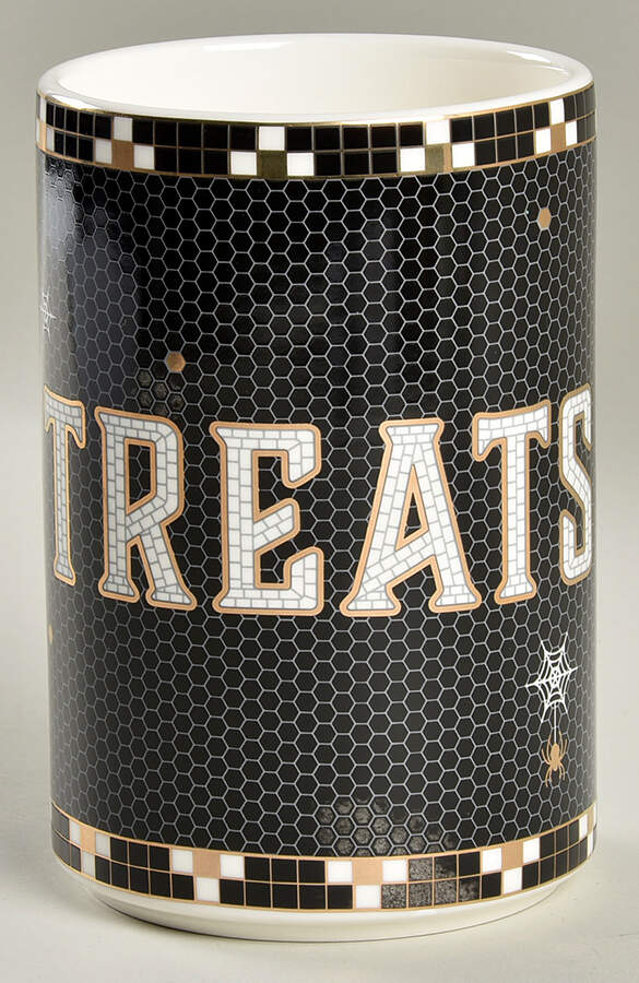 Bistro Tile Halloween Medium Canister No Lid by Anthropologie-1