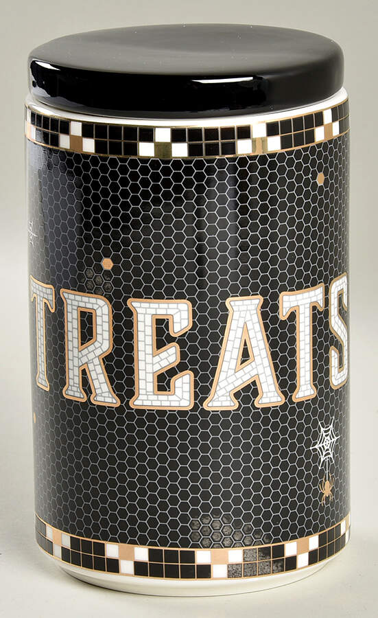 Bistro Tile Halloween Medium Canister & Lid by Anthropologie-1