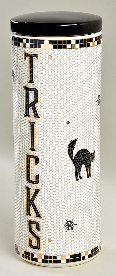 Bistro Tile Halloween Large Canister & Lid by Anthropologie-1