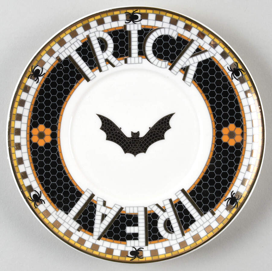 Bistro Tile Halloween Saucer for Espresso Cup by Anthropologie-1