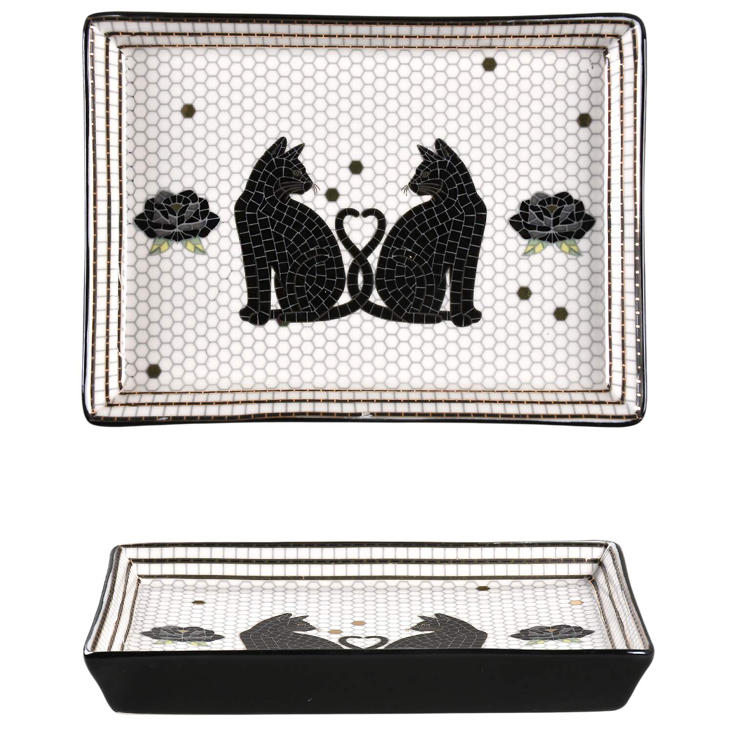 Bistro Tile Halloween 5" Trinket Tray by Anthropologie-1