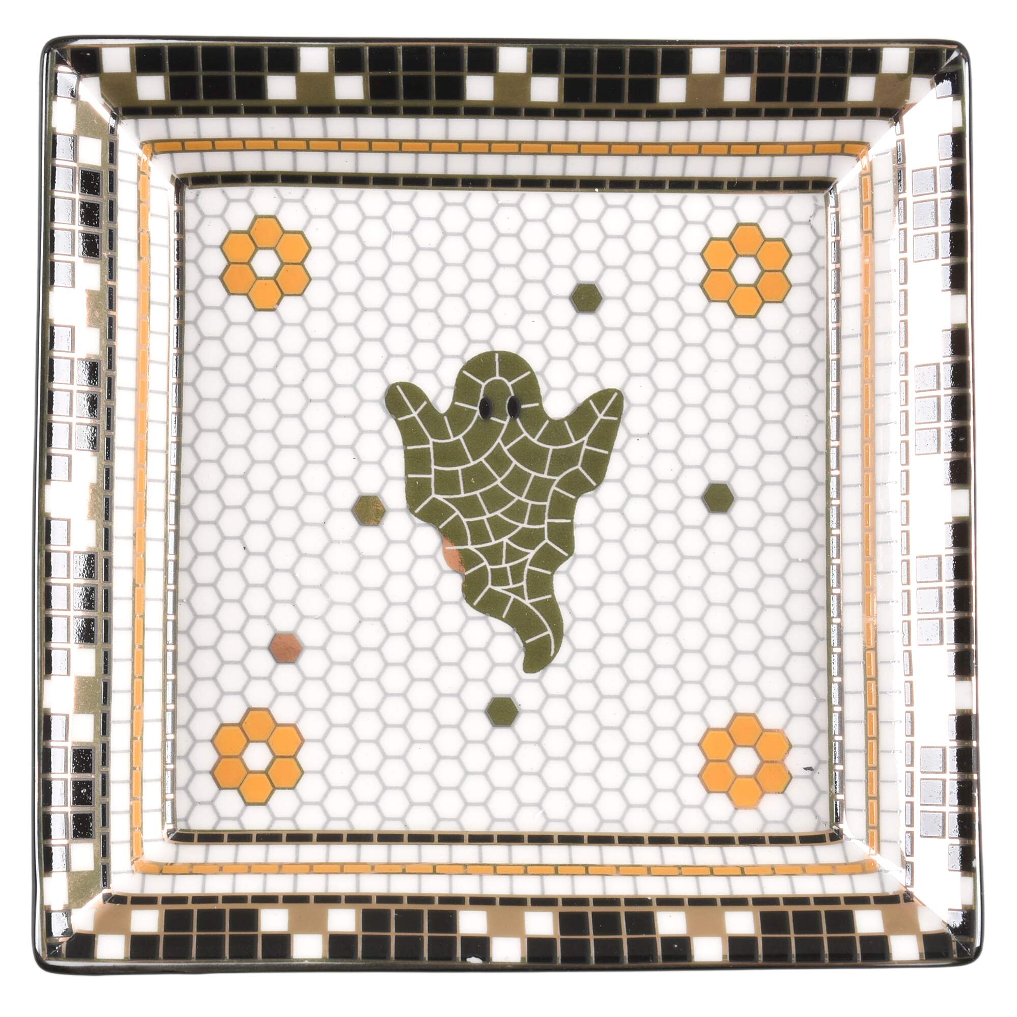 Bistro Tile Halloween 4" Trinket Tray by Anthropologie-1