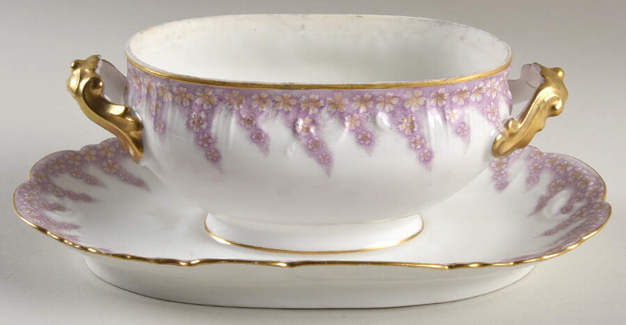 AKF91 Gravy Boat w/Attached Underplate No Lid by A Klingenberg France-Austria-1