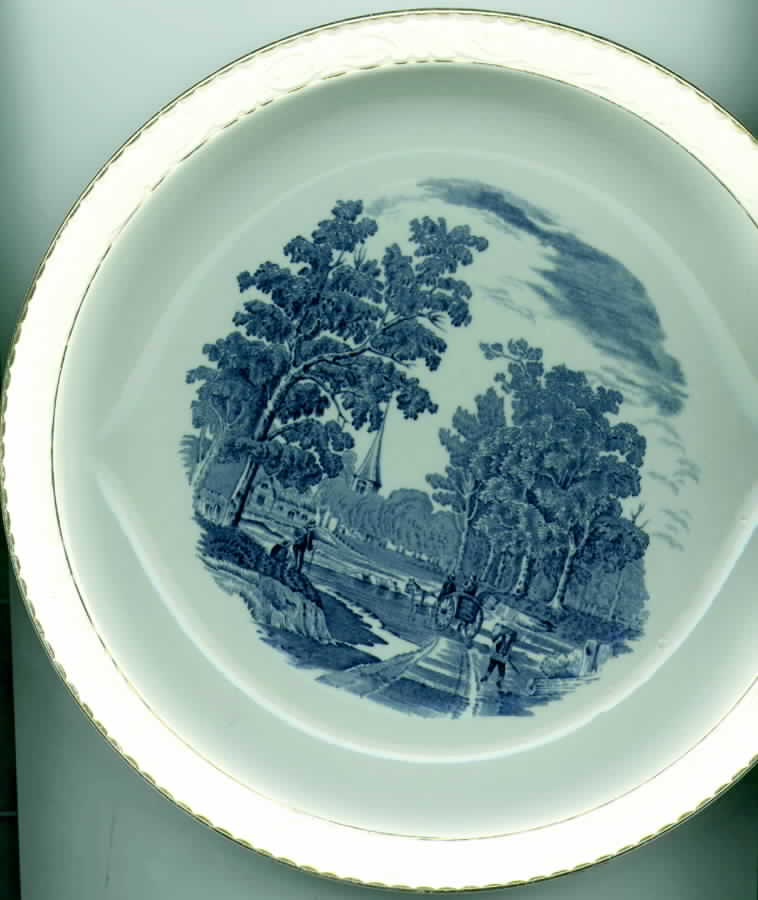 Olde England Blue (Embossed, Gold Trim) Dinner Plate by Barker Bros Ltd-1