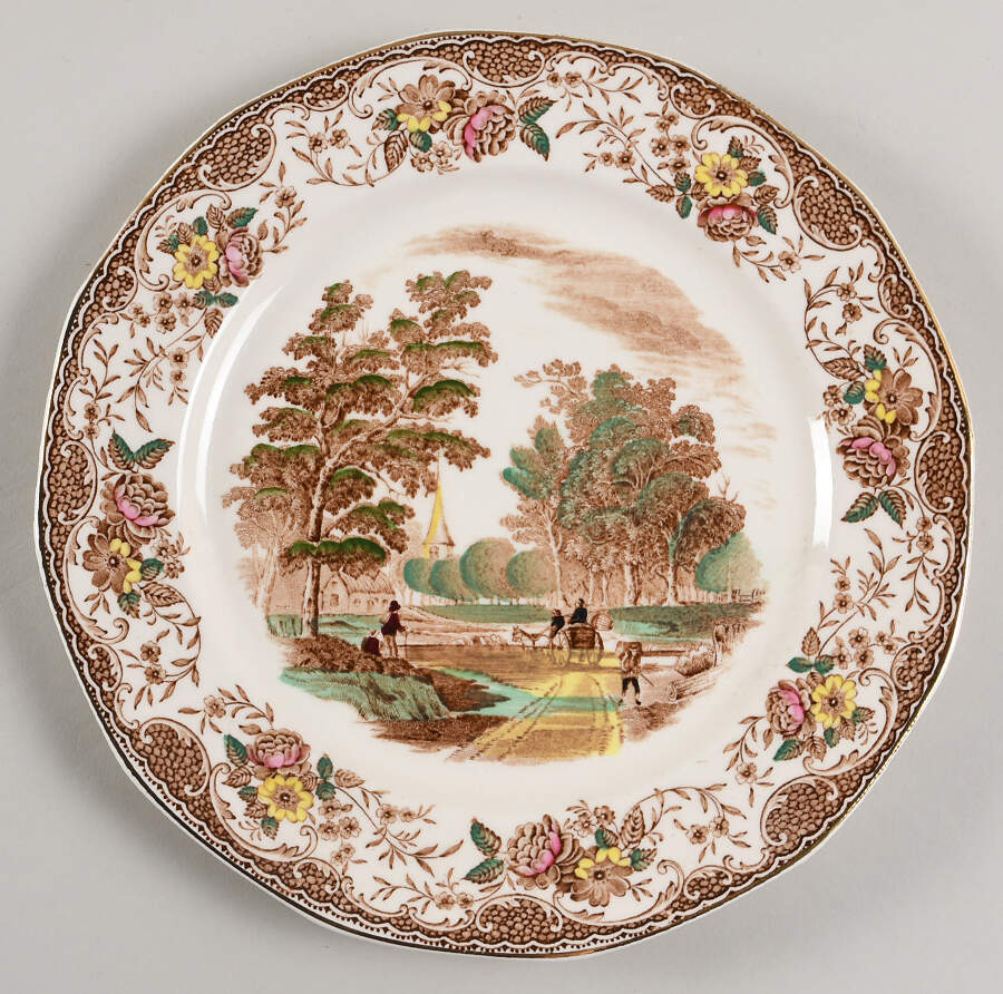 Olde England Brown Multicolored Luncheon Plate by Barker Bros Ltd-1