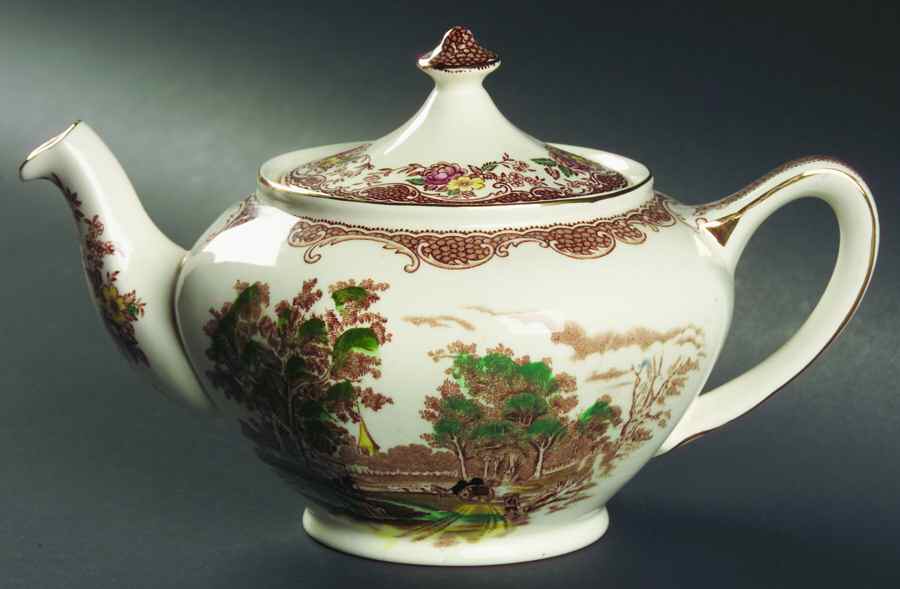 Olde England Brown Multicolored Teapot & Lid by Barker Bros Ltd-1