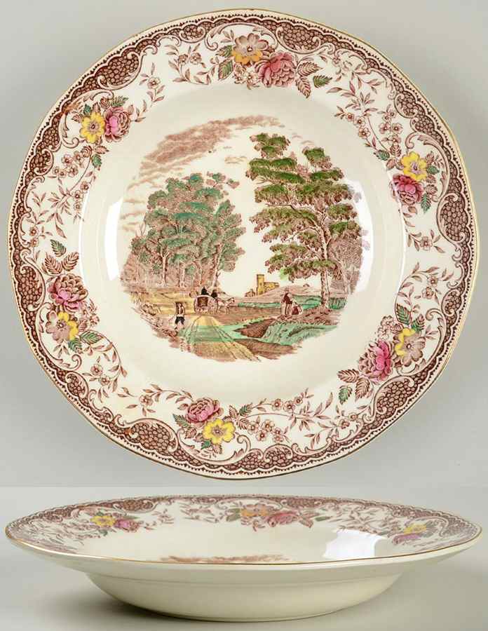 Olde England Brown Multicolored Rim Soup Bowl by Barker Bros Ltd-1
