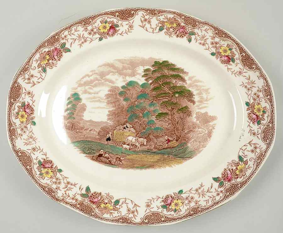 Olde England Brown Multicolored 15" Oval Serving Platter by Barker Bros Ltd-1
