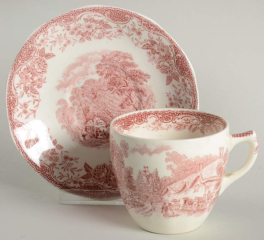 Olde England Pink Flat Cup & Saucer Set by Barker Bros Ltd-1