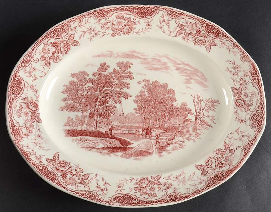 Olde England Pink 12" Oval Serving Platter by Barker Bros Ltd-1