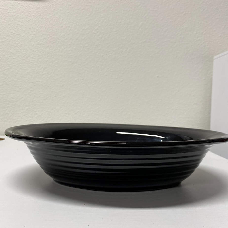 Ring Black 10" Oval Vegetable Bowl by Bauer-1