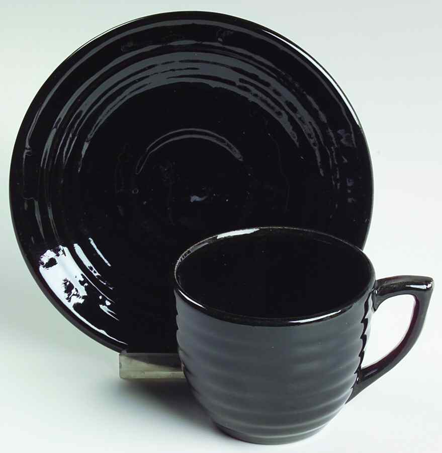 Ring Black Flat Cup & Saucer Set by Bauer-1