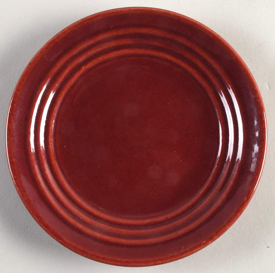 Ring Red Brown Bread & Butter Plate by Bauer-1