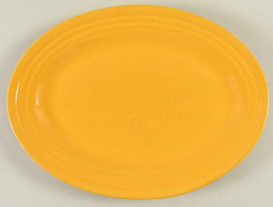 Ring Yellow (Older, Circa 1940) 12" Oval Serving Platter by Bauer-1