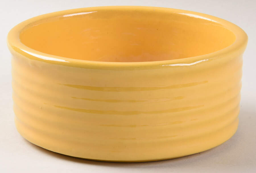 Ring Yellow (Older, Circa 1940) Large Refrigerator Jar No Lid by Bauer-1
