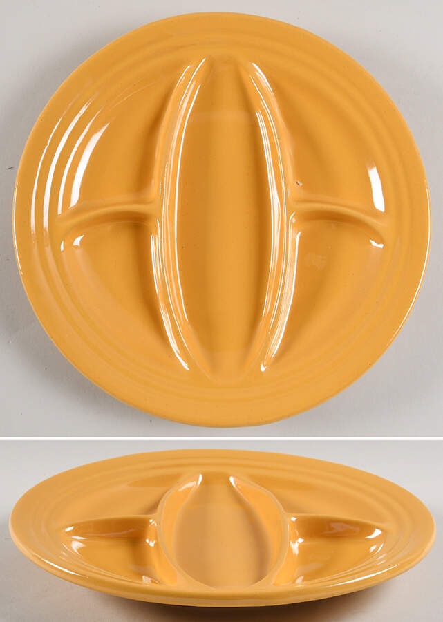 Ring Yellow (Older, Circa 1940) 5-Part Relish by Bauer-1