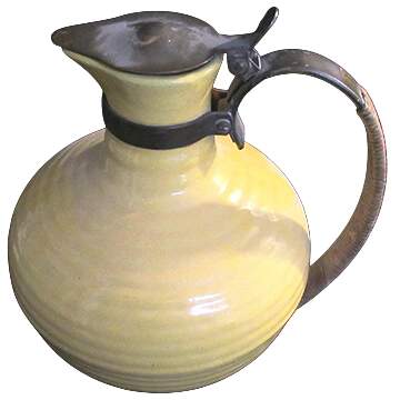 Ring Yellow (Older, Circa 1940) Brass Handle Coffee Pot & Lid by Bauer-1