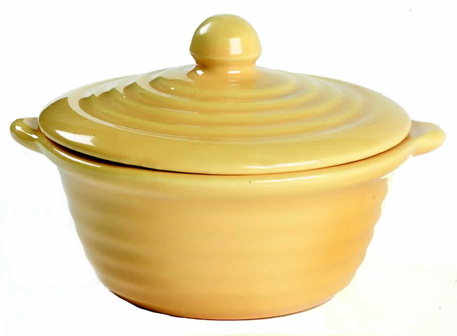 Ring Yellow (Older, Circa 1940) Round Covered Baker by Bauer-1