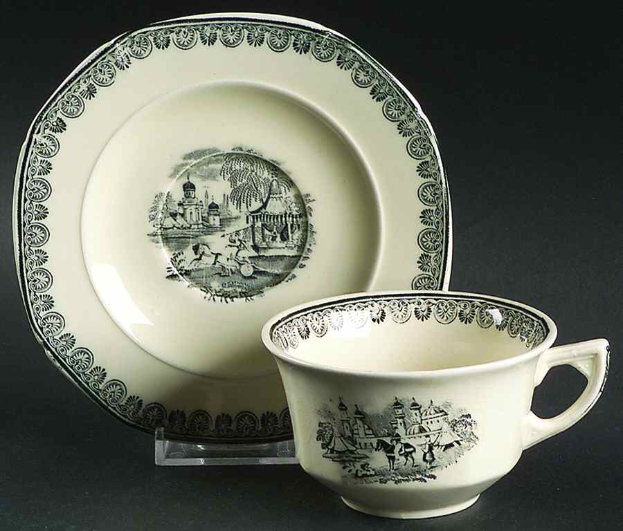 Damascus Flat Cup & Saucer Set by Baker & Co-1