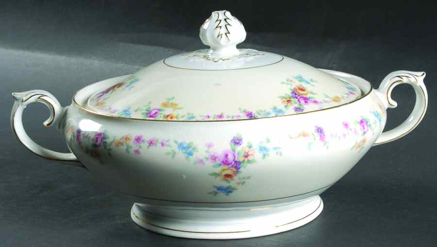 Barbara (Gold Trim) Round Covered Vegetable by Baronet-1