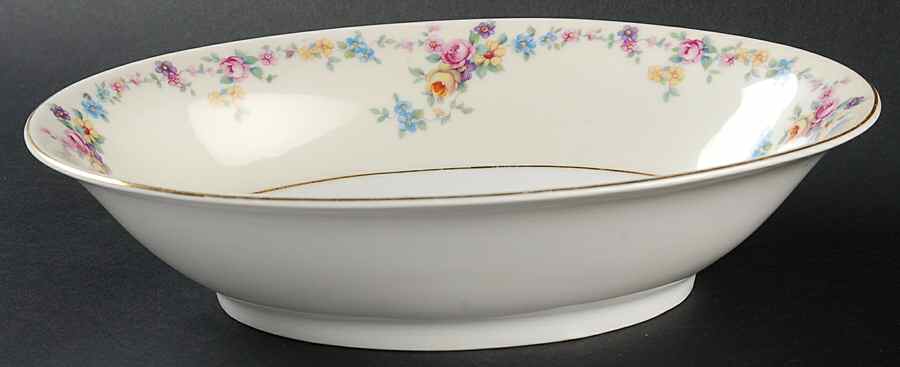 Barbara (Gold Trim) 9" Oval Vegetable Bowl by Baronet-1
