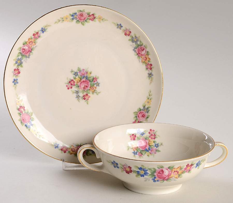 Carmen Footed Cream Soup Bowl & Saucer Set by Baronet-1