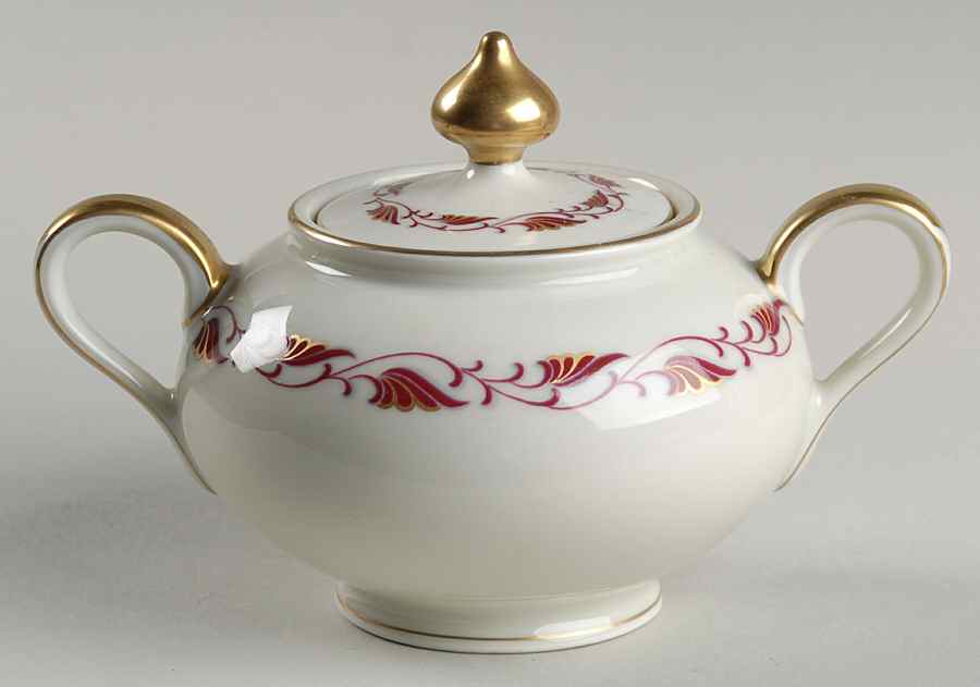 Cynthia Red Sugar Bowl & Lid by Baronet-1