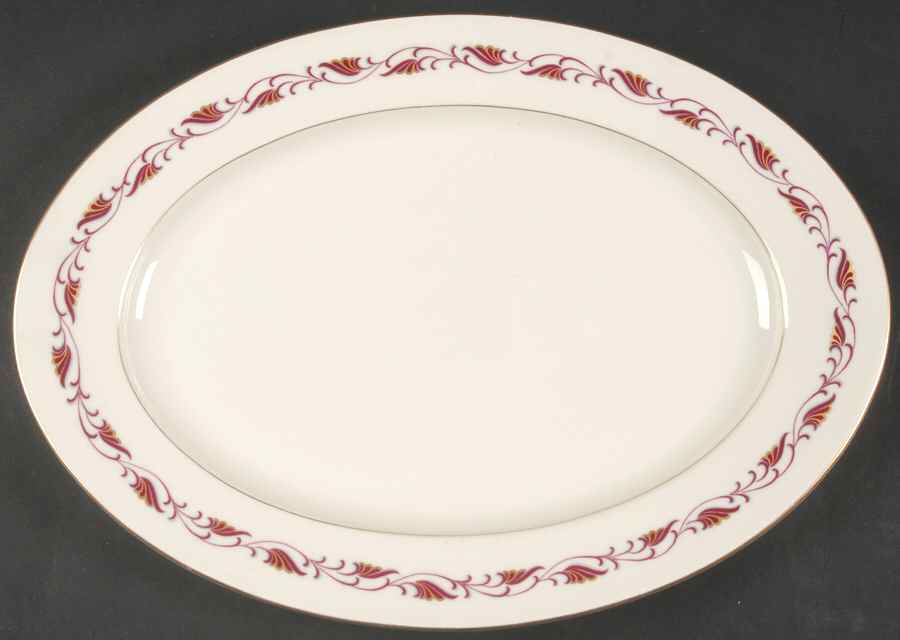 Cynthia Red 14" Oval Serving Platter by Baronet-1