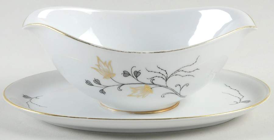Golden Bower Gravy Boat with Attached Underplate by Baronet-1