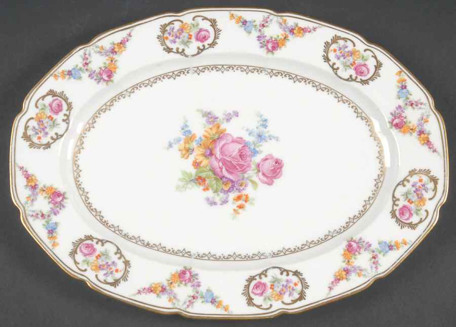 Imperial Rose (White Background) 12" Oval Serving Platter by Baronet-1