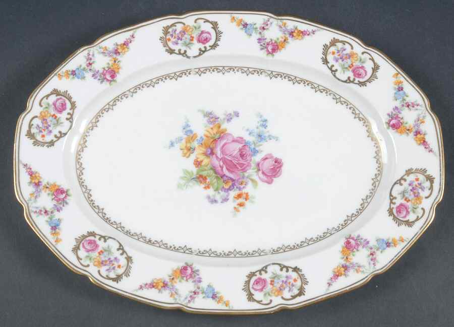 Imperial Rose (White Background) 11" Oval Serving Platter by Baronet-1