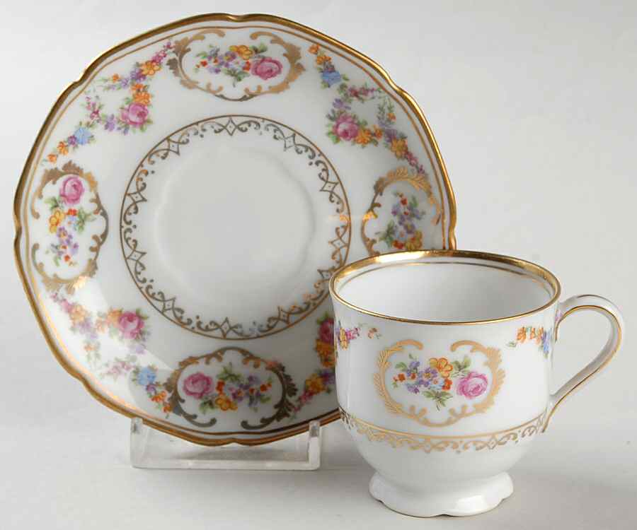 Imperial Rose (White Background) Footed Demitasse Cup & Saucer Set by Baronet-1