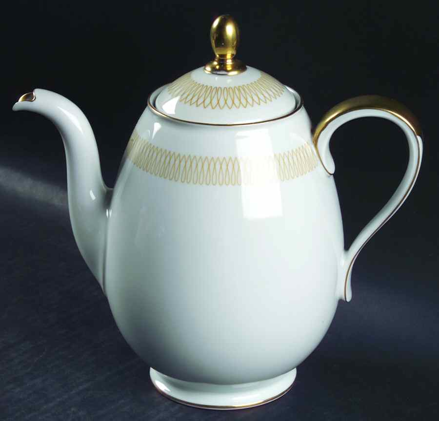 Lyric (Gold Design On White) Coffee Pot & Lid by Baronet-1