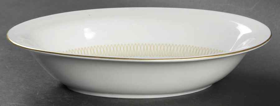 Lyric (Gold Design On White) 9" Oval Vegetable Bowl by Baronet-1
