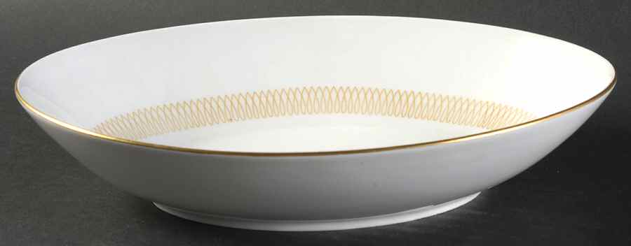 Lyric (Gold Design On White) 9" Oval Vegetable Bowl by Baronet-1