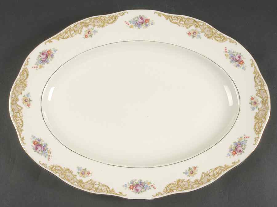 Priscilla 15" Oval Serving Platter by Baronet-1