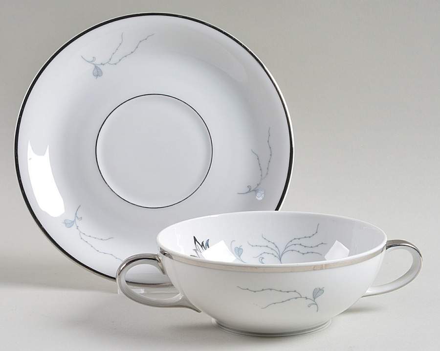 Silver Arbor Flat Cream Soup Bowl & Saucer Set by Baronet-1