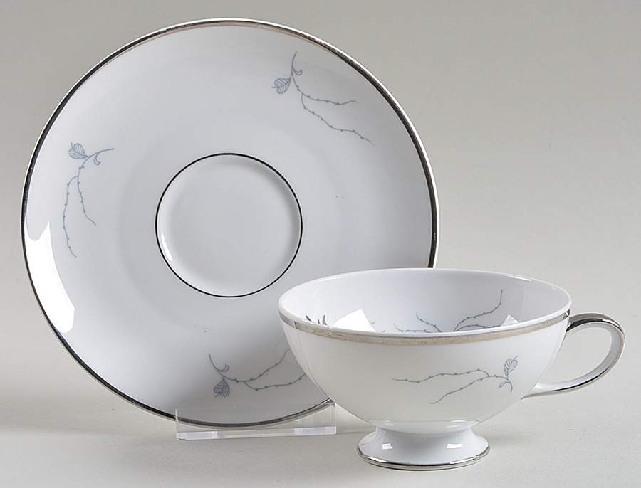 Silver Arbor Footed Cup & Saucer Set by Baronet-1