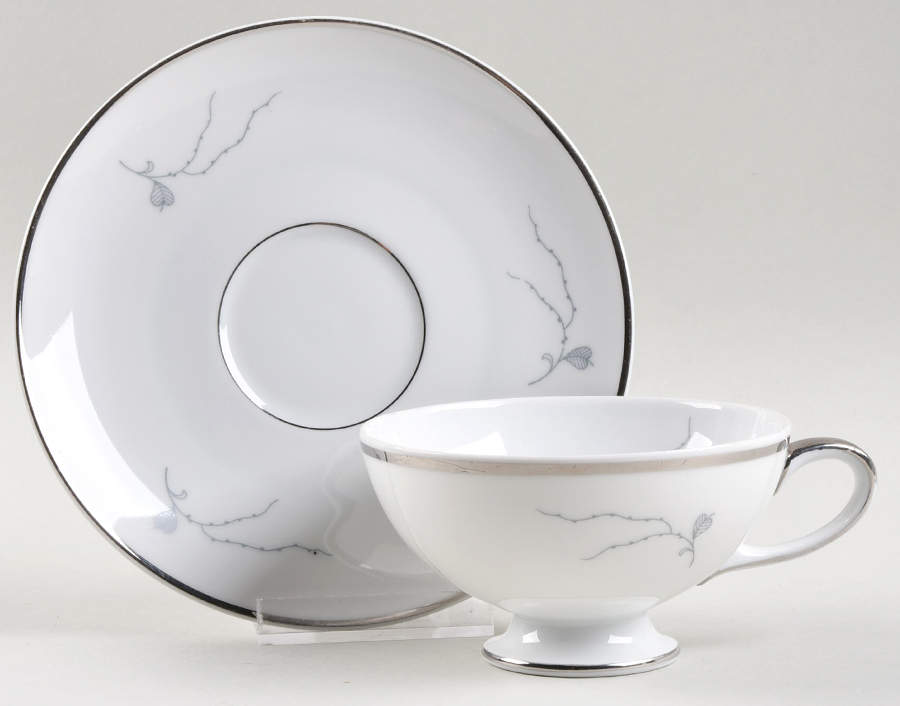 Silver Arbor Footed Cup & Saucer Set by Baronet-1